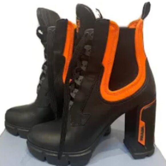 Prada neoprene and leather platform boots - Picture 3 of 4